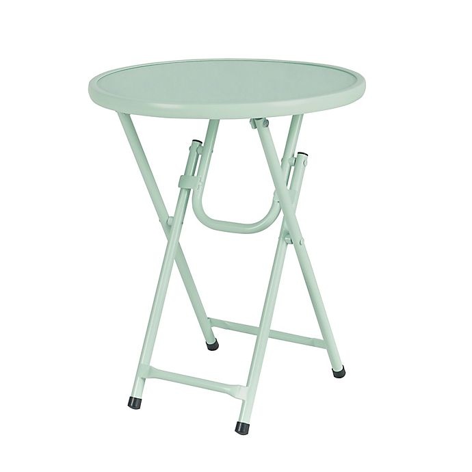 slide 1 of 3, Destination Summer Folding Metal Patio Accent Table - Sage, 1 ct