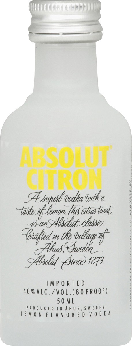 slide 1 of 7, Absolut Vodka Citron, 50 ml