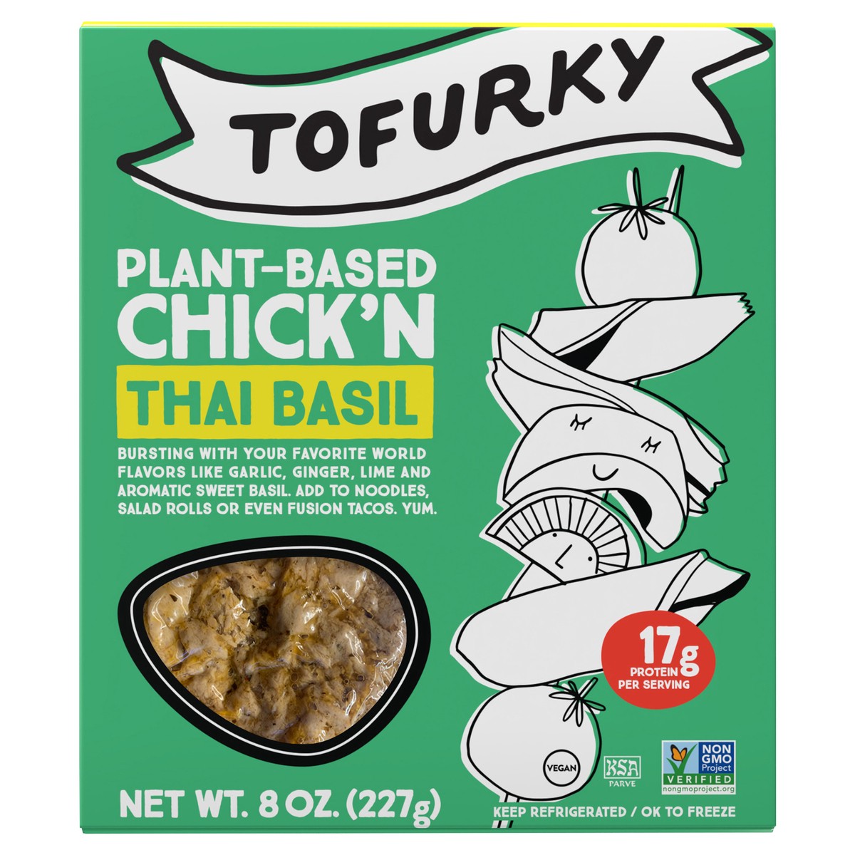 slide 1 of 4, Tofurky Thai Basil Chick'n, 8 oz