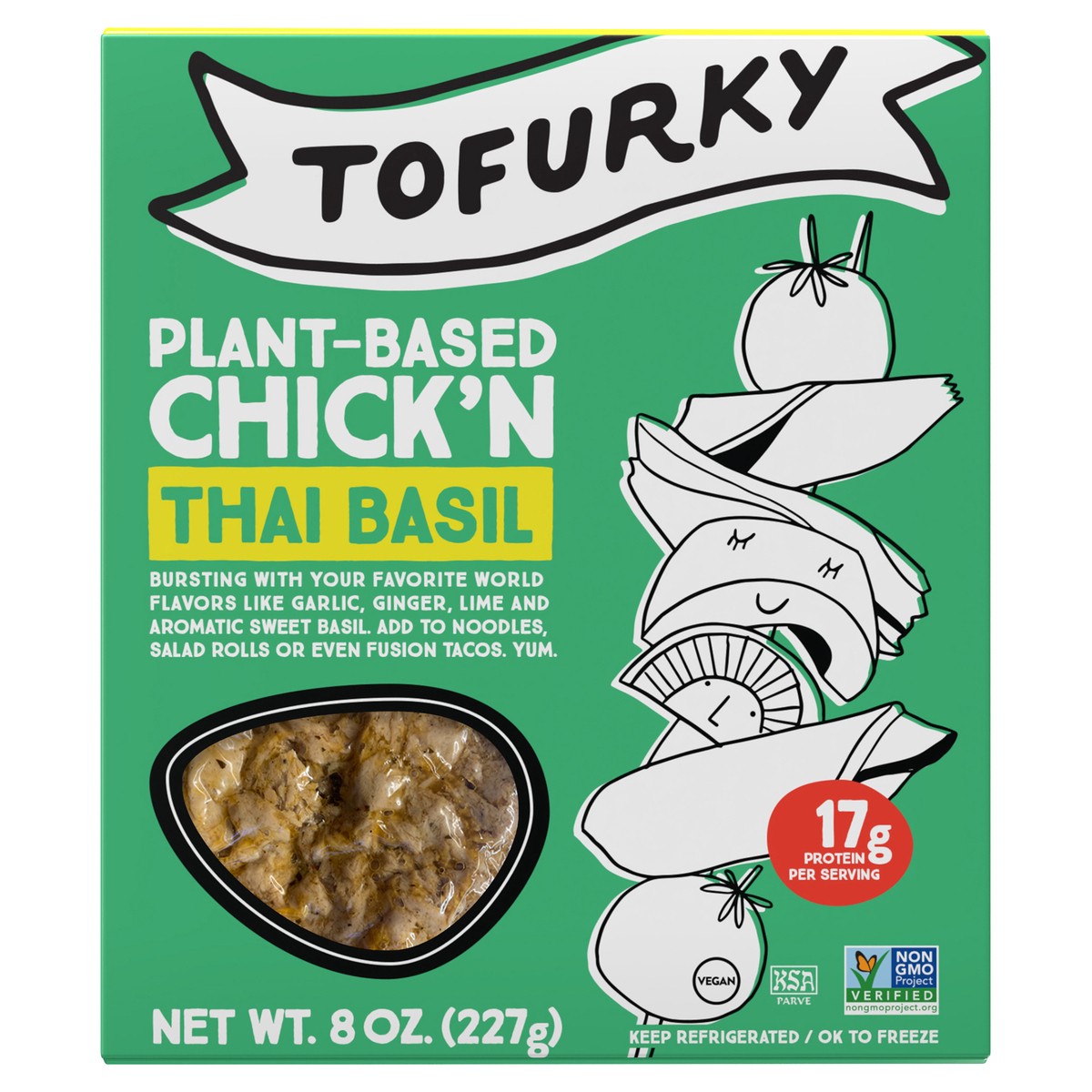 slide 1 of 4, Tofurky Thai Basil Chick'n, 8 oz