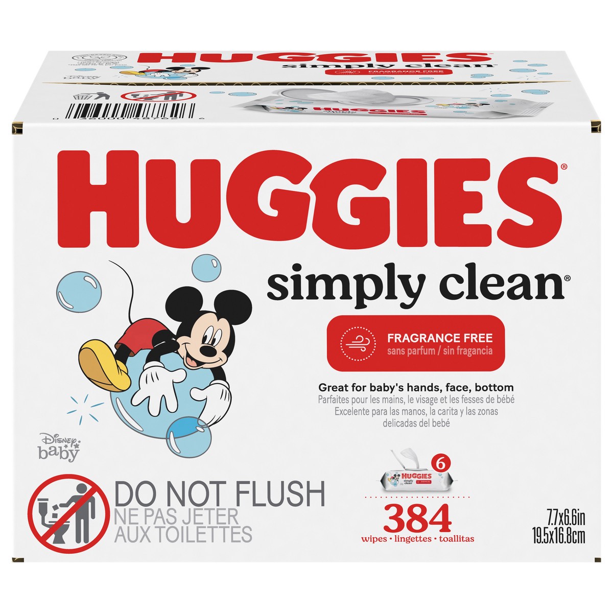 slide 1 of 1, Huggies Simply Clean Unscented Baby Wipes, 6 Flip-Top Packs (384 Wipes Total), 6 ct