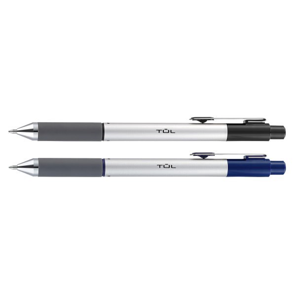 slide 2 of 4, TUL Retractable Ballpoint Pens, Medium Point, 1.0 Mm, Silver Barrels, Assorted Inks, Pack Of 4 Pens, 4 ct