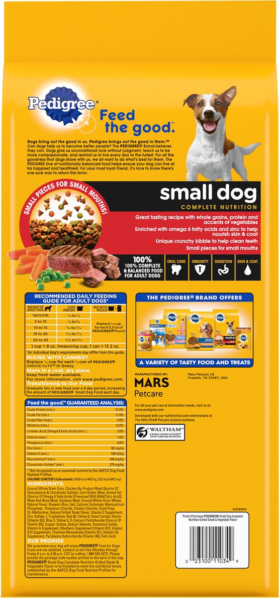 slide 4 of 9, Pedigree Small Dog Grilled Steak & Vegetable Flavor Dog Food 56 oz, 56 oz