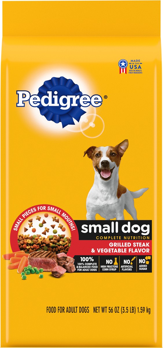 slide 3 of 9, Pedigree Small Dog Grilled Steak & Vegetable Flavor Dog Food 56 oz, 56 oz