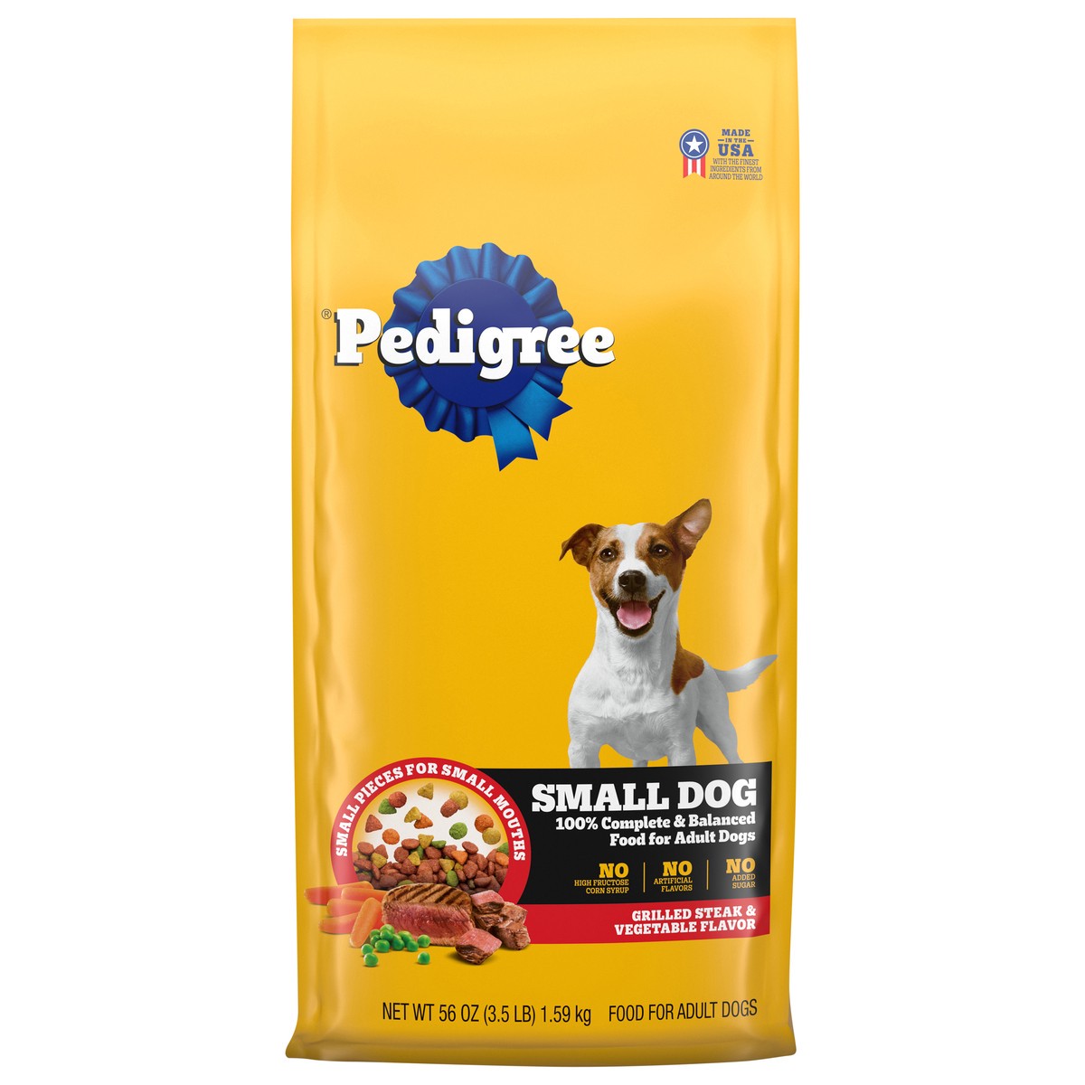 slide 1 of 9, Pedigree Small Dog Grilled Steak & Vegetable Flavor Dog Food 56 oz, 56 oz