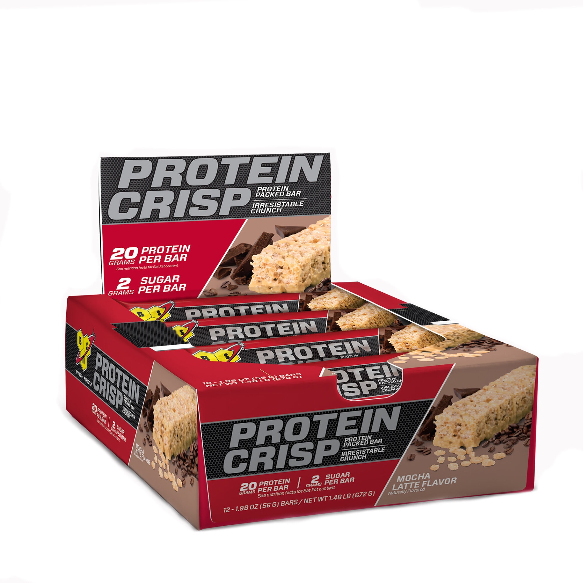 slide 1 of 1, BSN Protein Crisp - Mocha Latte, 12 ct