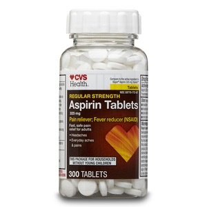 slide 1 of 1, CVS Health Genuine Aspirin Pain Reliever/Fever Reducer Coated Tablets, 300 ct