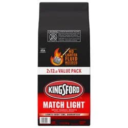 Kingsford Match Light Instant Charcoal Briquettes for Grilling, 12 Pounds Each, Pack of 2