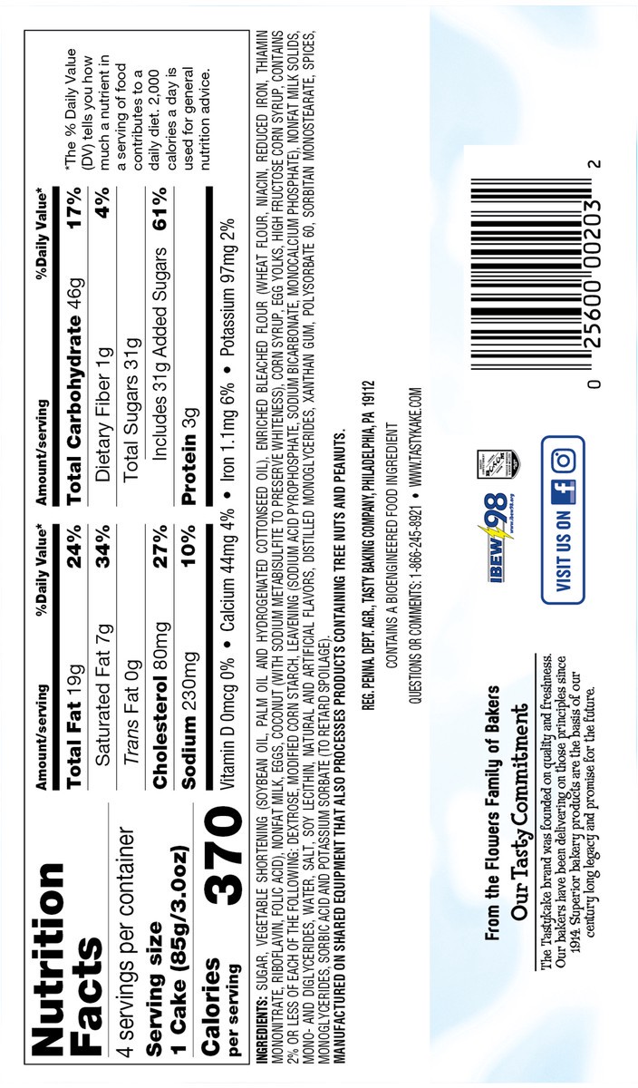 slide 10 of 14, Tastykake Coconut Juniors, 4 Count, 4 Individually Wrapped Coconut Topped Snack Cakes, 13.3 oz