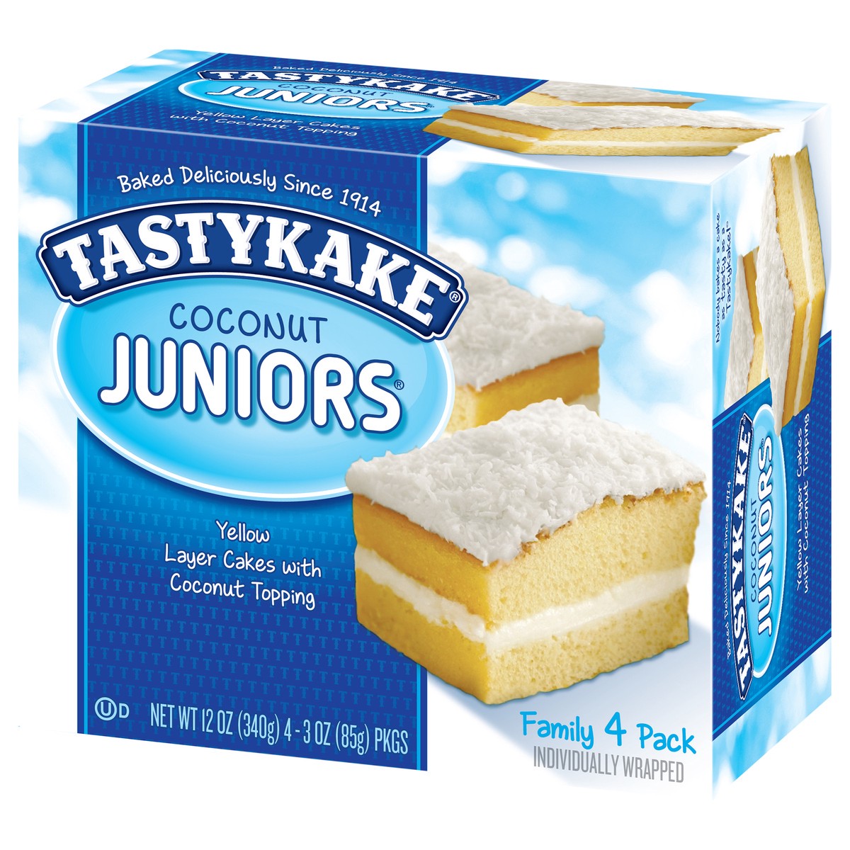 slide 6 of 14, Tastykake Coconut Juniors, 4 Count, 4 Individually Wrapped Coconut Topped Snack Cakes, 13.3 oz