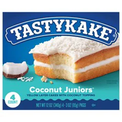Tastykake Coconut Juniors, 4 Count, 4 Individually Wrapped Coconut Topped Snack Cakes