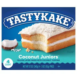 Tastykake Coconut Juniors, 4 Count, 4 Individually Wrapped Coconut Topped Snack Cakes