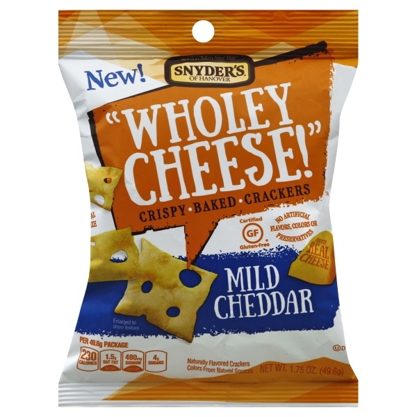 slide 1 of 1, Snyder's of Hanover "Wholey Cheese!" Mild Cheddar Crispy Baked Crackers, 1.75 oz