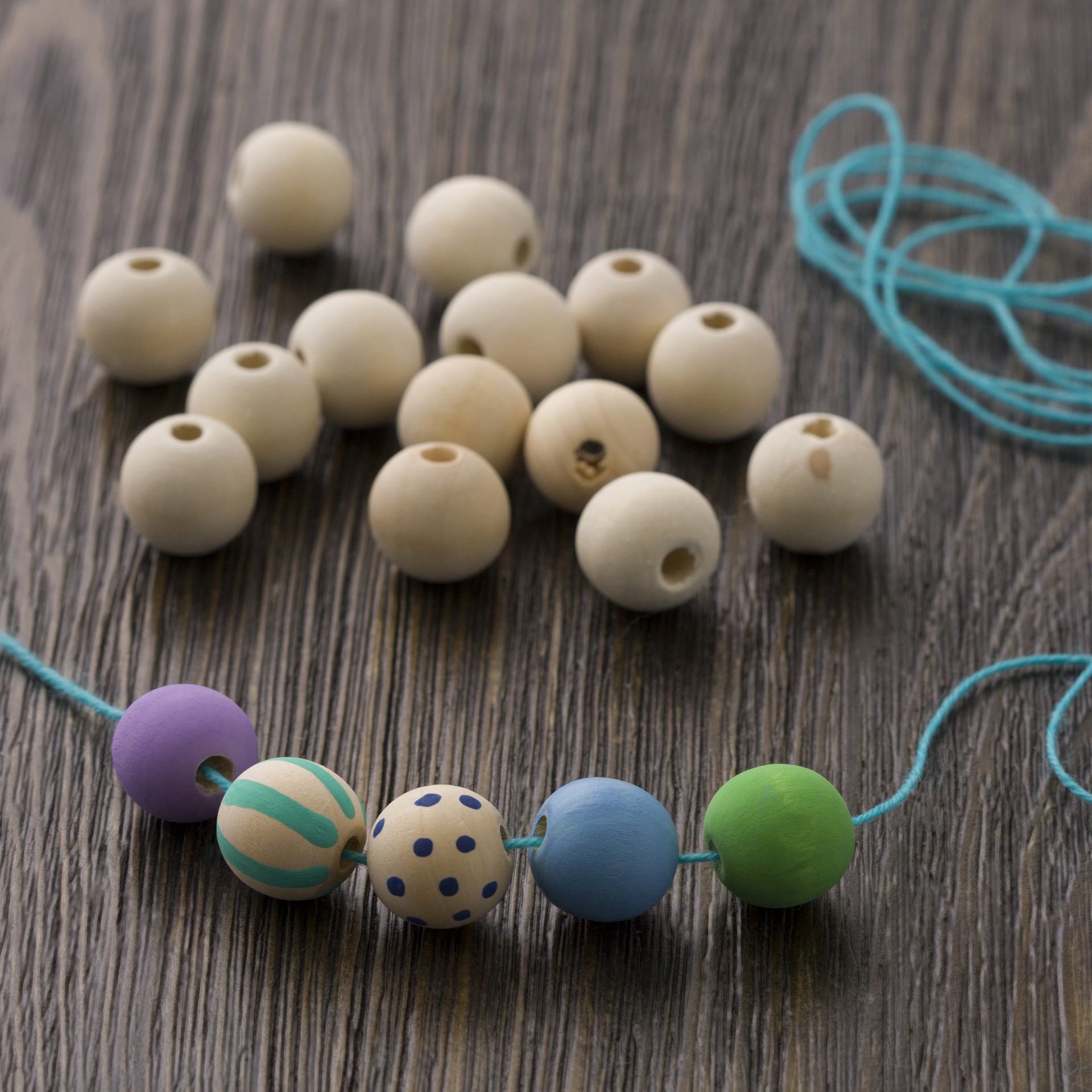 slide 2 of 2, 3/4" Round Wood Beads, 27ct. By Make Market, 27 ct