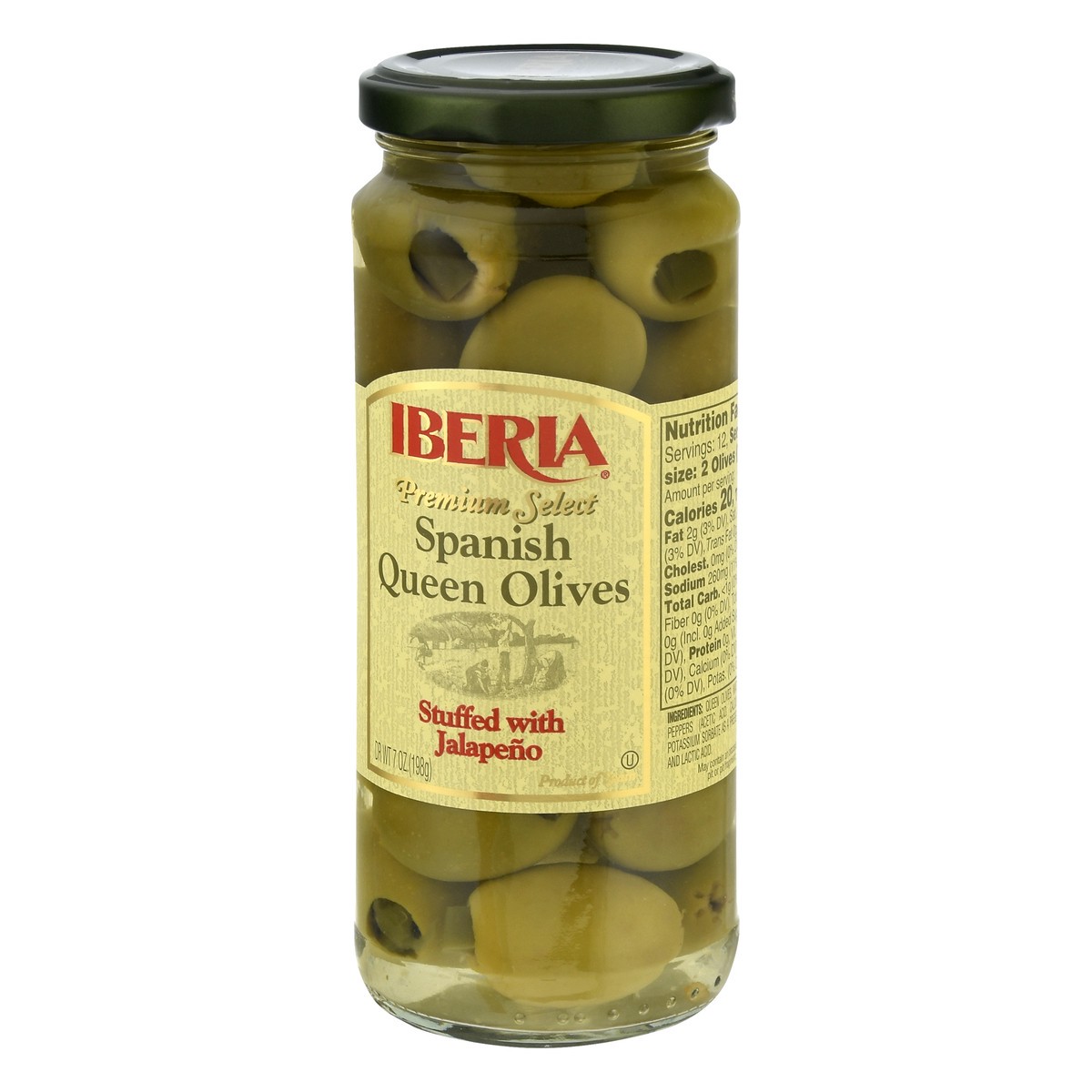 slide 8 of 13, Iberia Premium Spanish Queen Olives Stuffed With JalapeГ±o, 7 oz