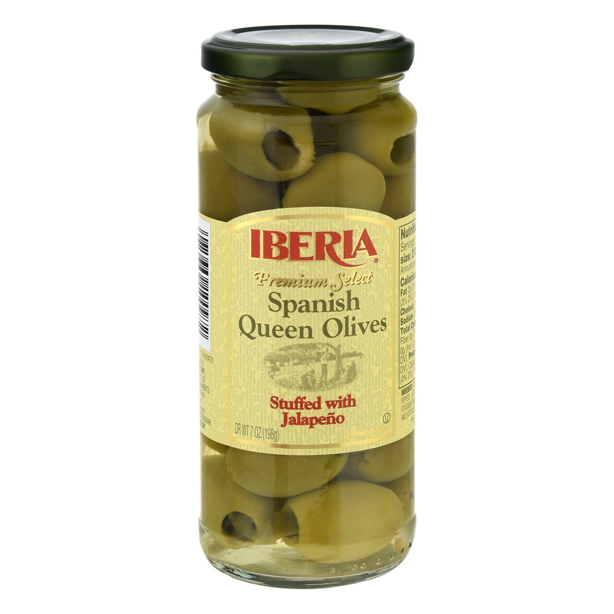 slide 1 of 13, Iberia Premium Spanish Queen Olives Stuffed With JalapeГ±o, 7 oz
