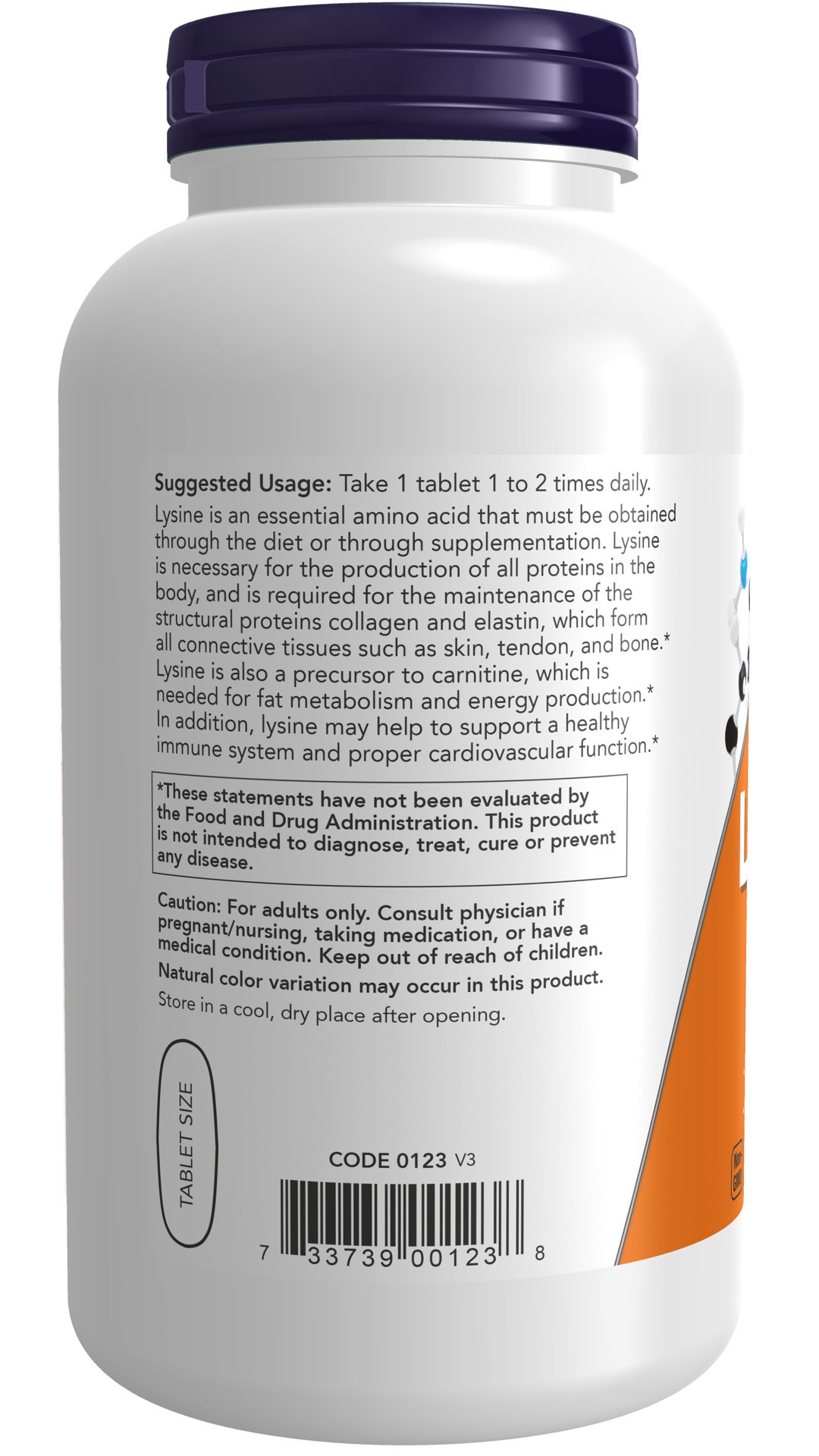 slide 4 of 4, NOW L-Lysine, Double Strength 1000 mg - 250 Tablets, 250 ct