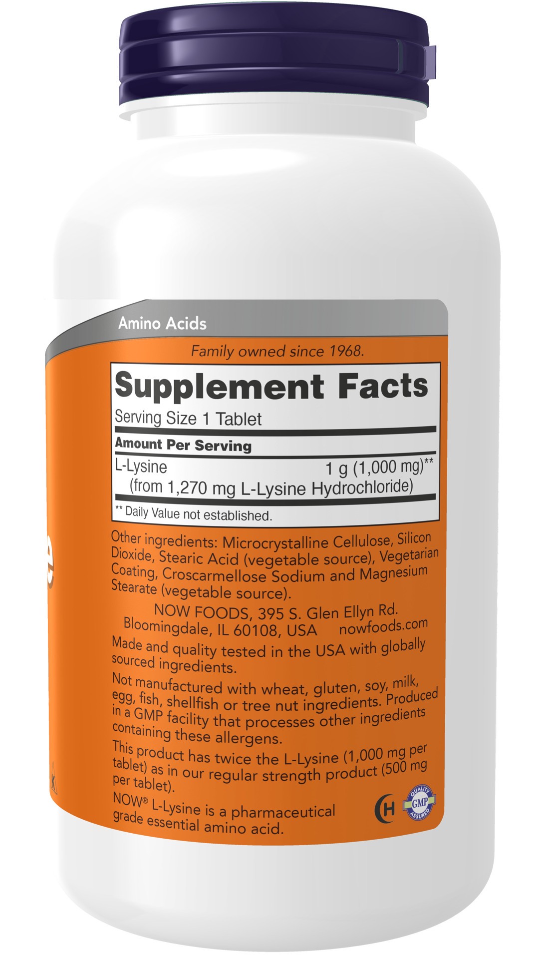 slide 2 of 4, NOW L-Lysine, Double Strength 1000 mg - 250 Tablets, 250 ct