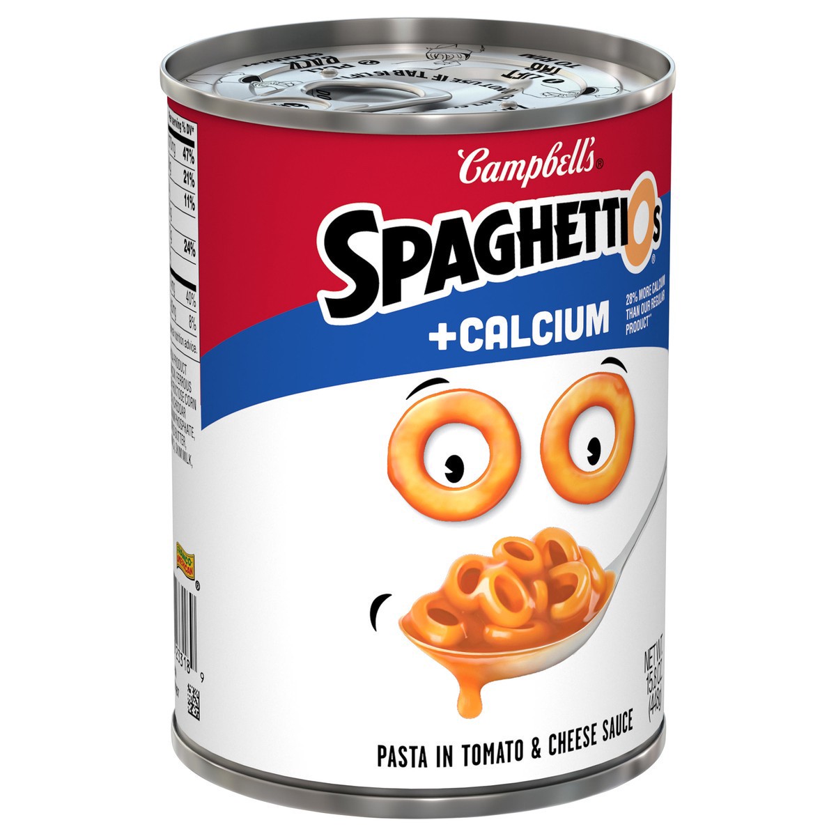 slide 8 of 9, Campbell's SpaghettiOs Original Canned Pasta Plus Calcium, 15.8 oz Can, 15.800 oz