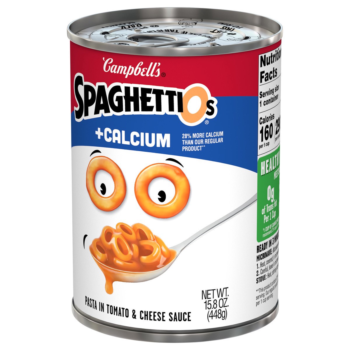 slide 2 of 9, Campbell's SpaghettiOs Original Canned Pasta Plus Calcium, 15.8 oz Can, 15.800 oz