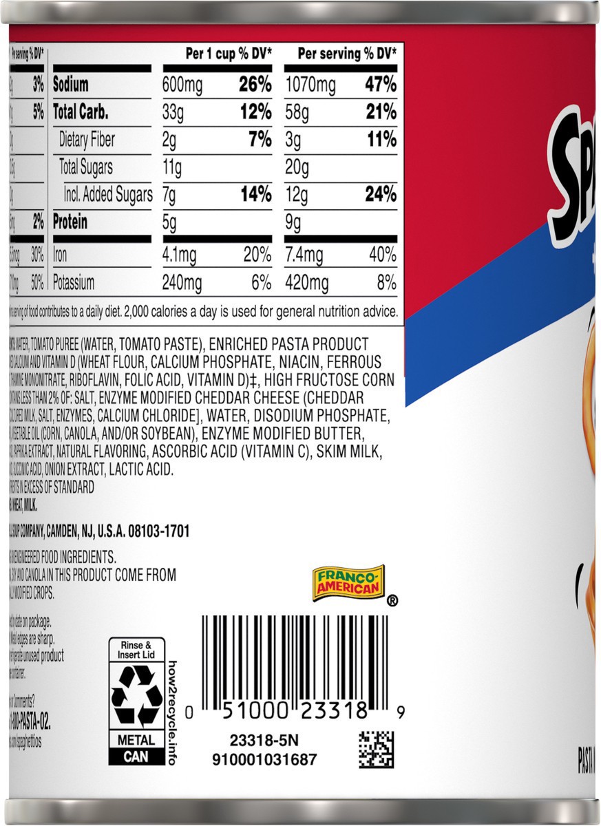 slide 9 of 9, Campbell's SpaghettiOs Original Canned Pasta Plus Calcium, 15.8 oz Can, 15.800 oz