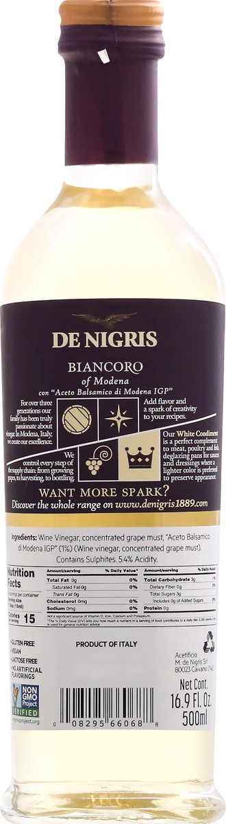 slide 2 of 9, De Nigris Biancoro of Modena Sweet White Wine Vinegar - 16.9 fl oz, 16.9 fl oz