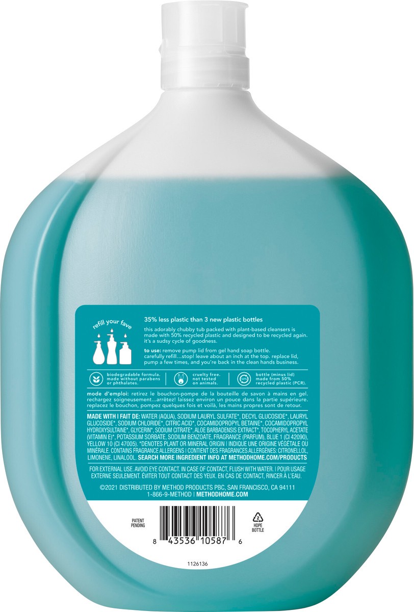 slide 2 of 3, method Gel Hand Soap, Refill, Waterfall, 34 oz, 34 fl oz