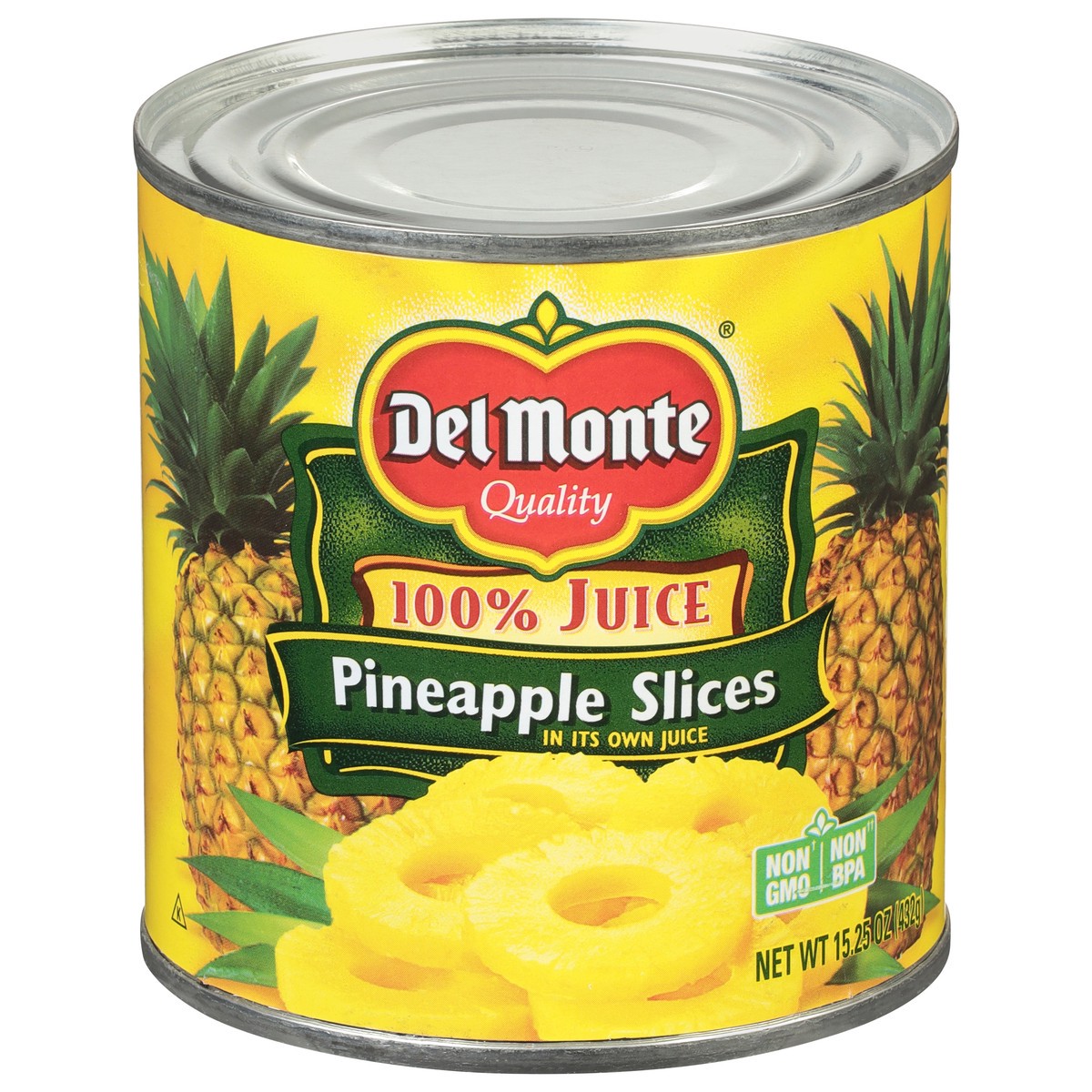 slide 1 of 9, Del Monte 100% Juice Pineapple Slices 15.25 oz, 15.25 oz