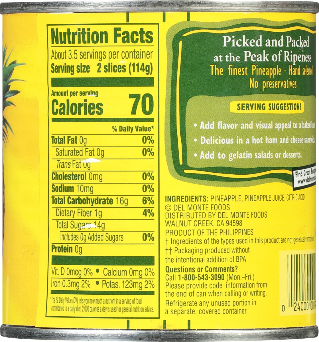 slide 5 of 9, Del Monte 100% Juice Pineapple Slices 15.25 oz, 15.25 oz