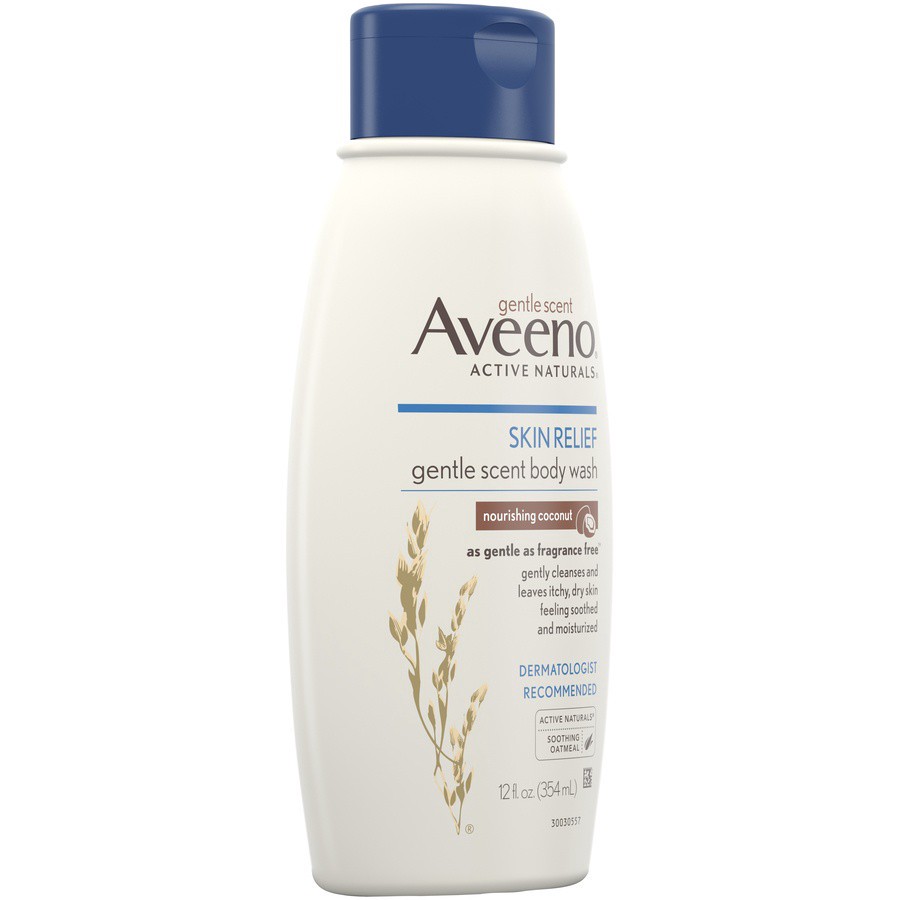 slide 3 of 6, Aveeno Skin Relief Gentle Scent Bdy Wash, 12 fl oz