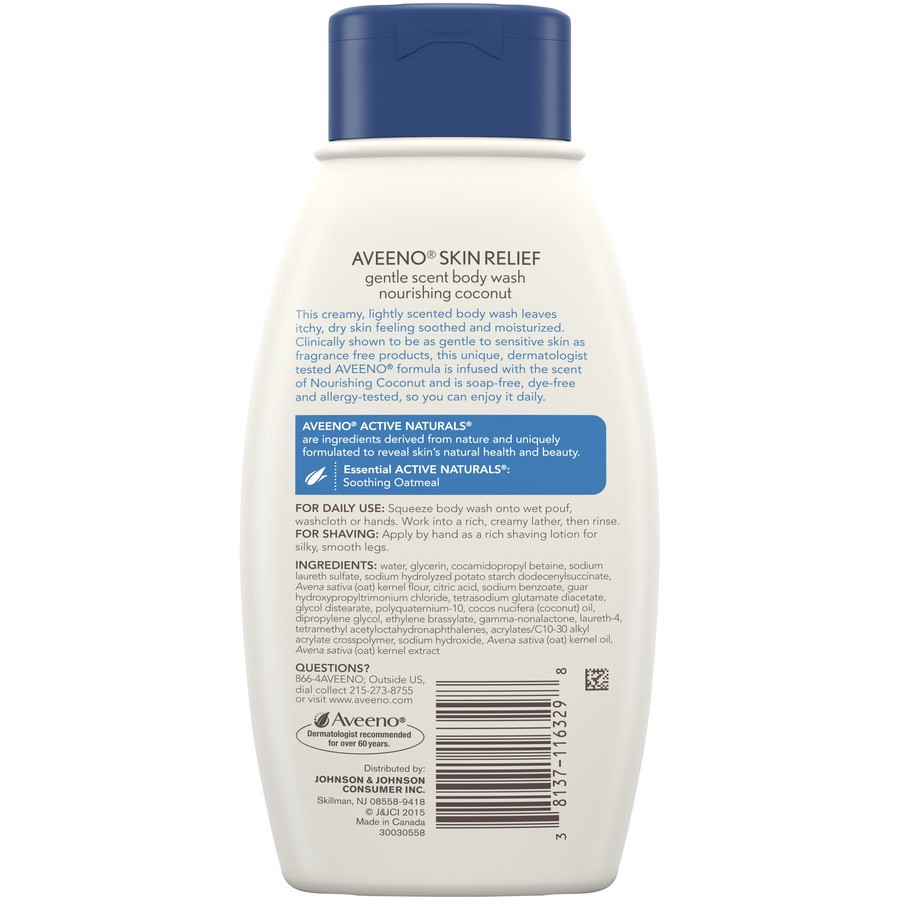 slide 5 of 6, Aveeno Skin Relief Gentle Scent Bdy Wash, 12 fl oz