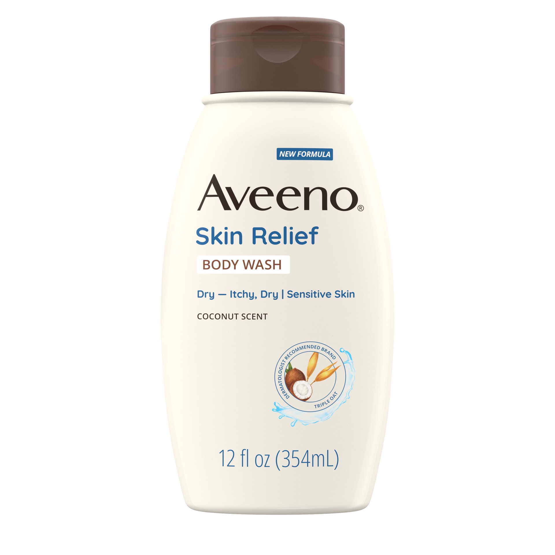 slide 1 of 6, Aveeno Skin Relief Body Wash + Coconut Scent, Dry Skin, 12 fl. oz, 12 fl oz