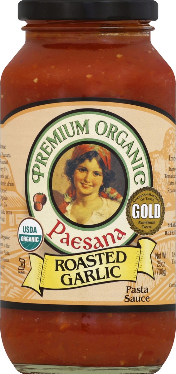 slide 2 of 2, Paesana Premium Organic Pasta Sauce Roasted Garlic, 25 oz