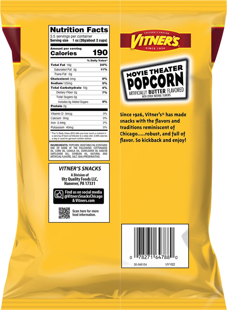 slide 4 of 12, Vitner's 3.5 oz Vitner's Movie Theater Butter Popcorn, 3.5 oz