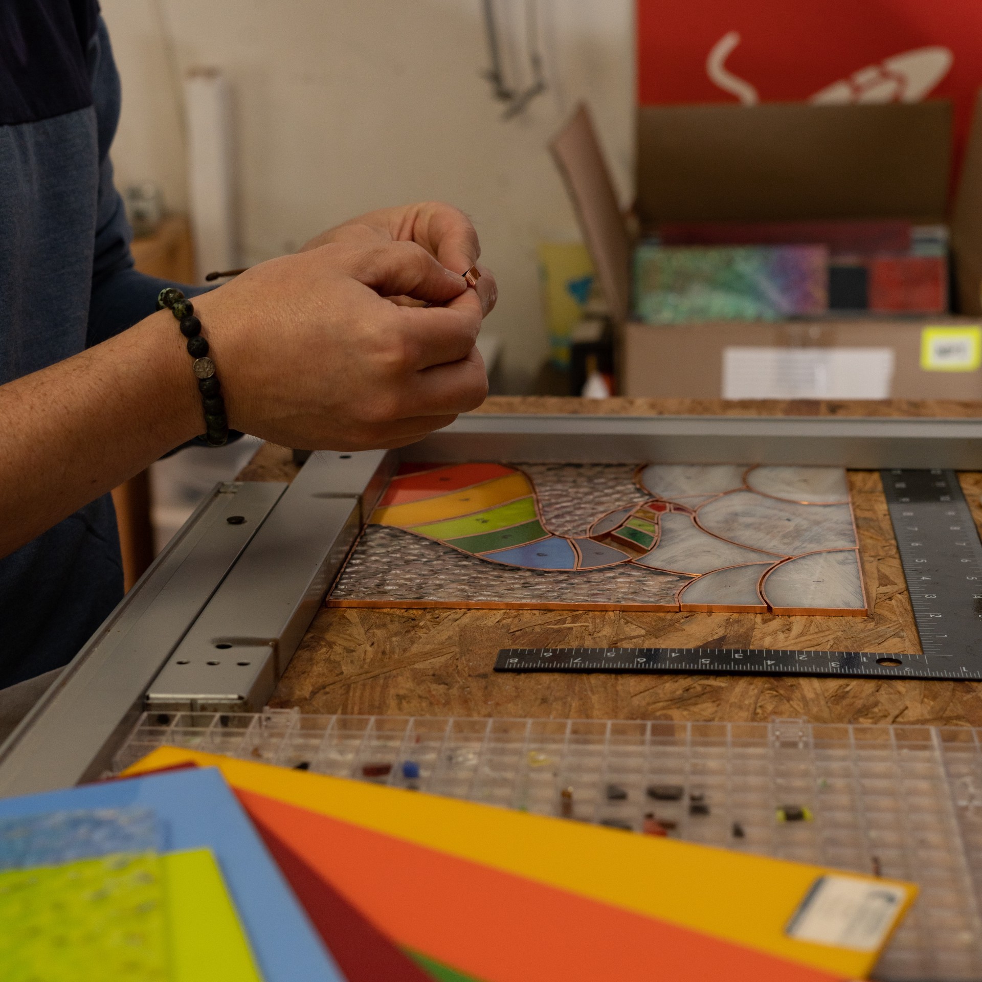 slide 4 of 6, Oceanside Glass & Tile Oceanside Compatible 12" X 12" Red Opal Smooth Fusible Glass, 12 in x 12 in