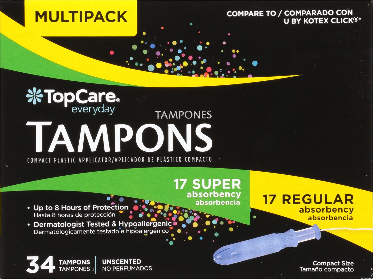 slide 9 of 9, TopCare Everyday Regular/Super Unscented Tampons Multipack 34 Each, 34 ct
