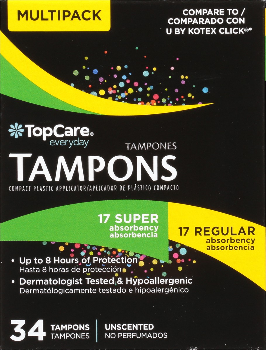 slide 8 of 9, TopCare Everyday Regular/Super Unscented Tampons Multipack 34 Each, 34 ct