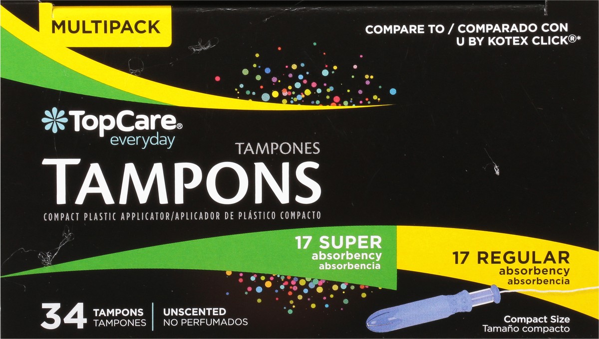 slide 5 of 9, TopCare Everyday Regular/Super Unscented Tampons Multipack 34 Each, 34 ct