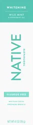 Native Whitening Fluoride Free Wild Mint & Peppermint Oil Toothpaste 4.1 oz
