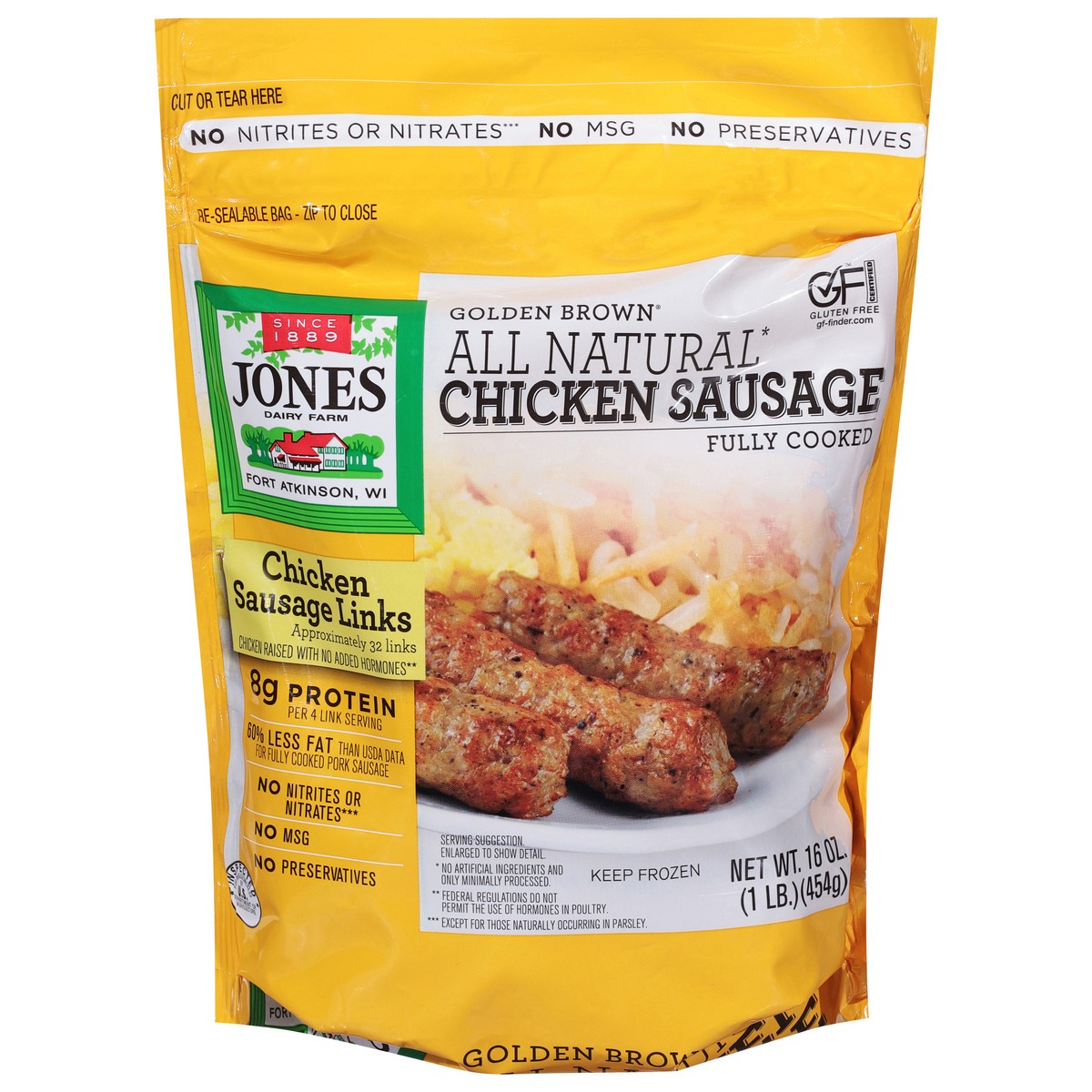 slide 6 of 13, Jones Dairy Farm Golden Brown Chicken Sausage 16 oz, 16 oz