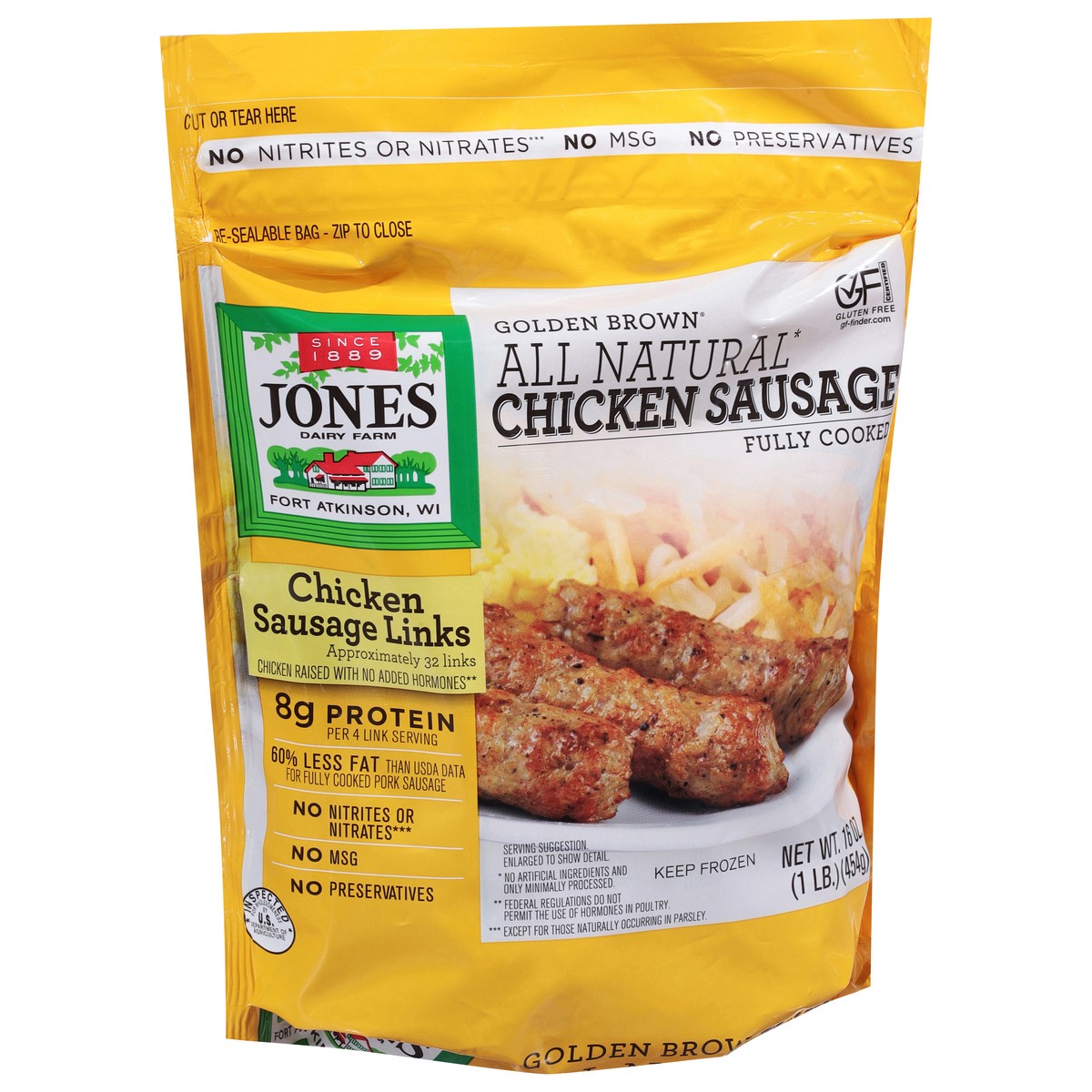 slide 4 of 13, Jones Dairy Farm Golden Brown Chicken Sausage 16 oz, 16 oz
