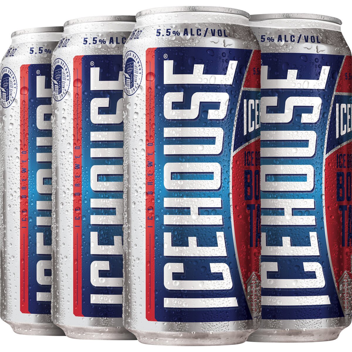 slide 1 of 4, Icehouse Beer, American Lager, 6 Pack, 16 fl. oz. Cans, 5.5% ABV, 16 fl oz
