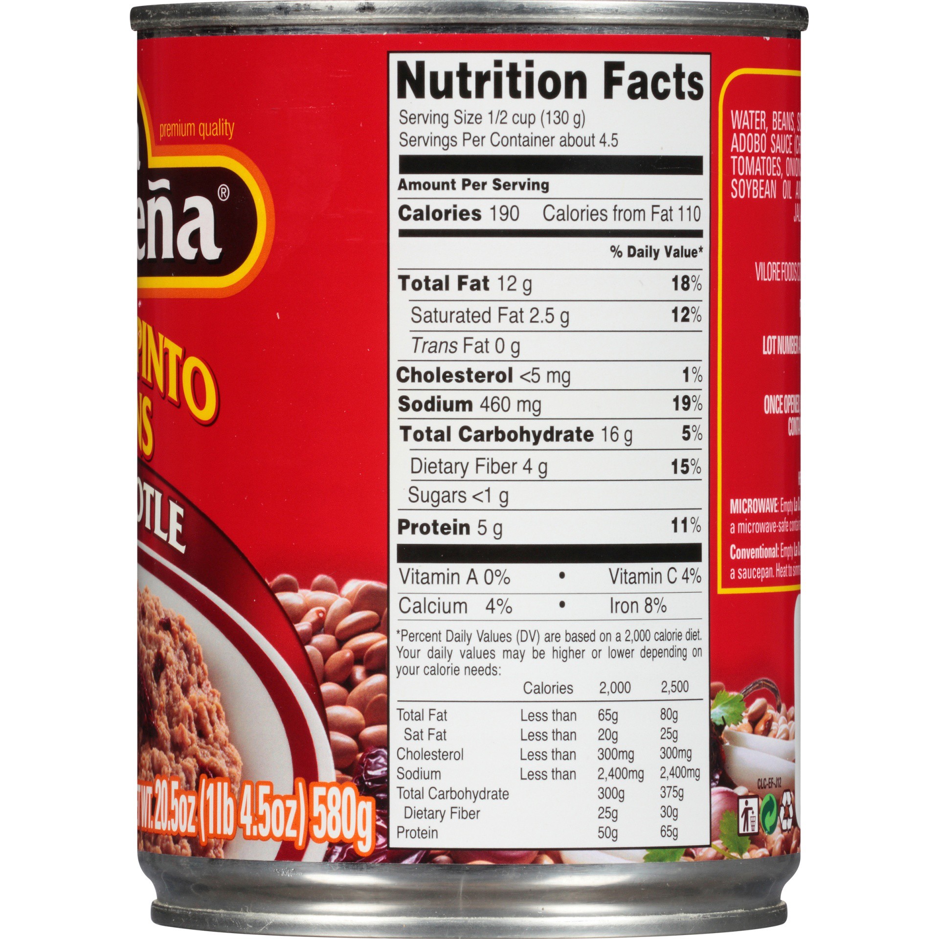 slide 2 of 5, La Costeña Refried Pinto Beans with Chipotle, 20.5 oz