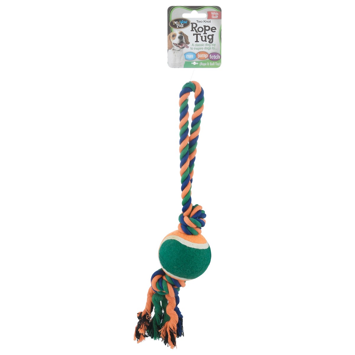 slide 1 of 10, BowWow Pals Two Knot Rope Tug Rope & Ball Toy 1 ea, 1 ct