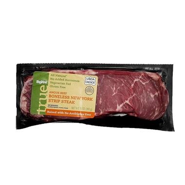 slide 1 of 1, Hy-Vee True Angus Beef Boneless New York Strip Steak, 10 oz
