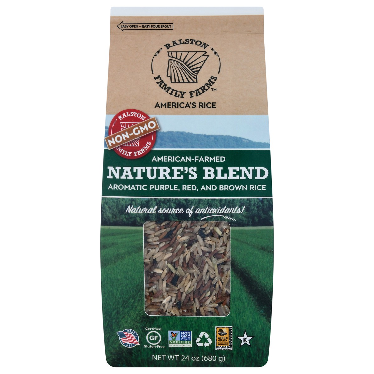 slide 1 of 1, Ralston Family Farms Brown Rice, Nature's Blend, American-Farmed, 24 oz