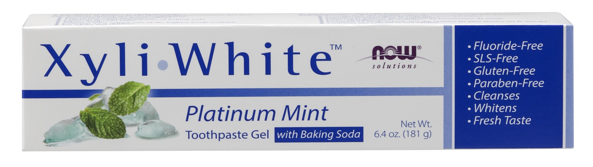 slide 1 of 9, NOW Solutions Xyliwhite™ Platinum Mint Toothpaste Gel with Baking Soda - 6.4 oz., 6.4 oz