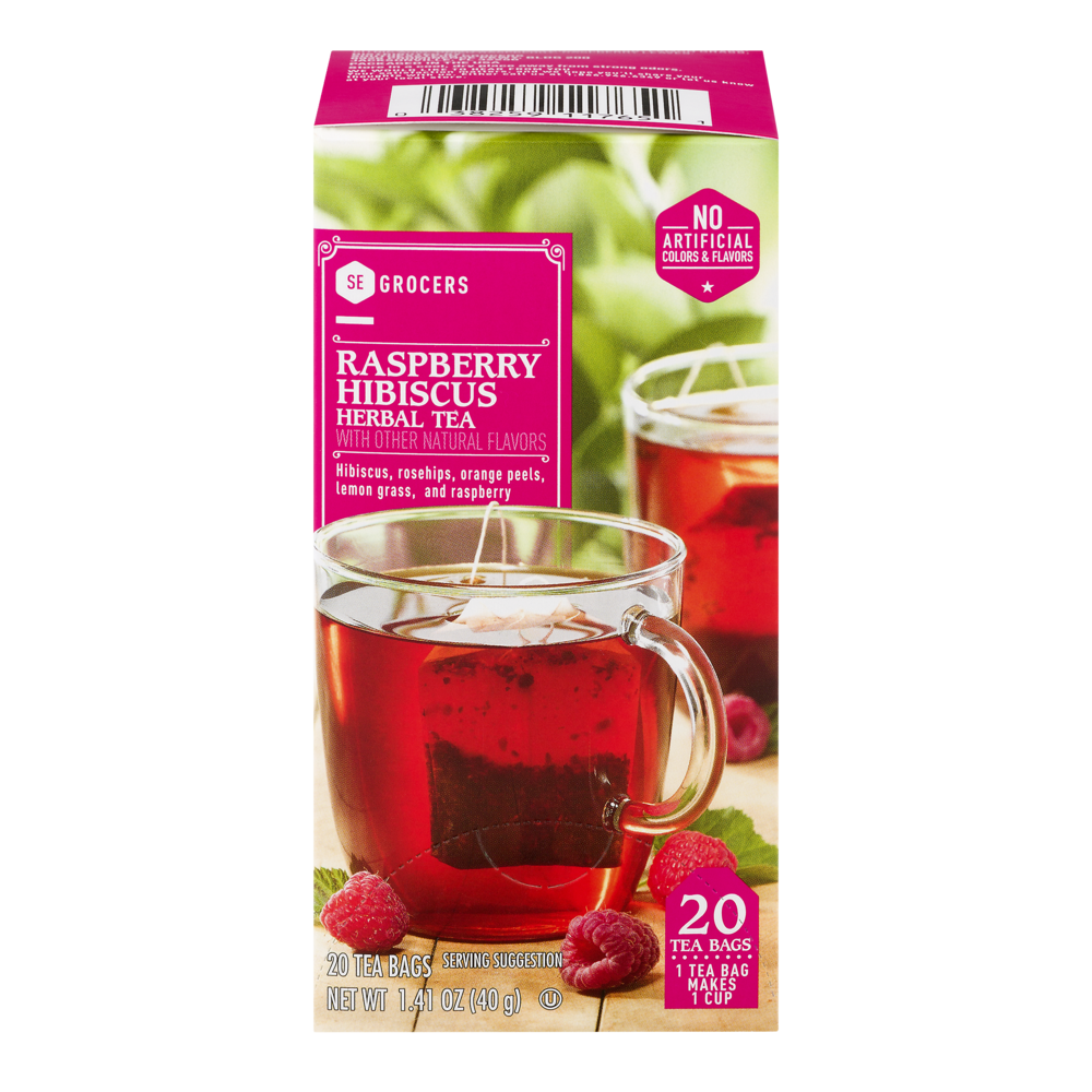slide 1 of 1, SE Grocers Herbal Tea Raspberry Hibiscus - 20 ct, 20 ct