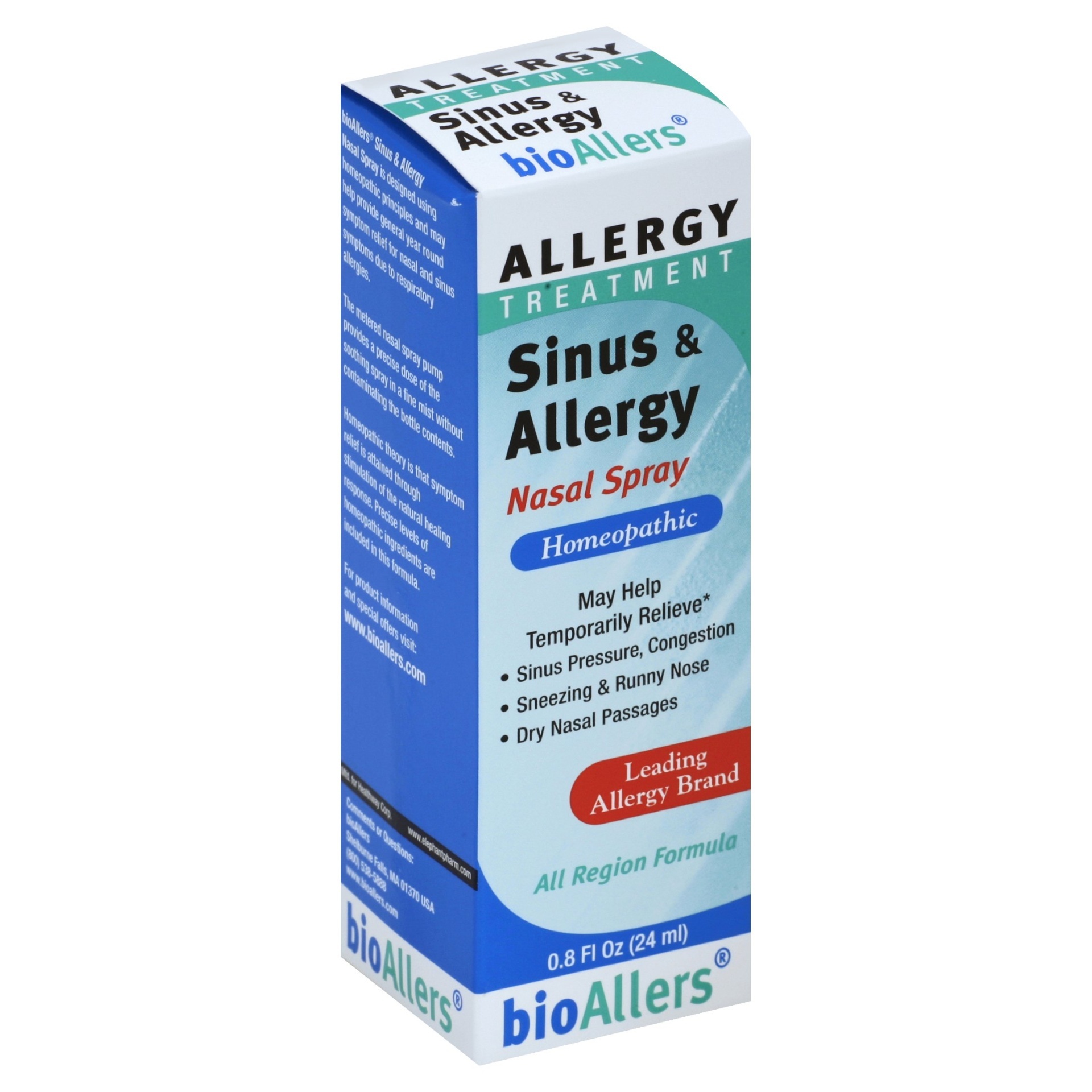slide 1 of 1, bioAllers Sinus & Allergy Nasal Spray Allergy Treatment, 0.8 fl oz