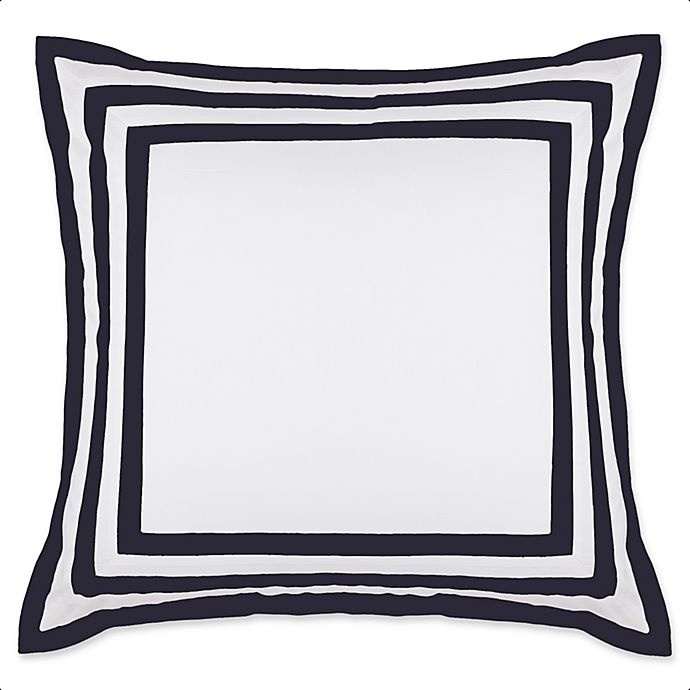 slide 1 of 1, Wamsutta Hotel Border MICRO COTTON European Pillow Sham - White/Navy, 1 ct